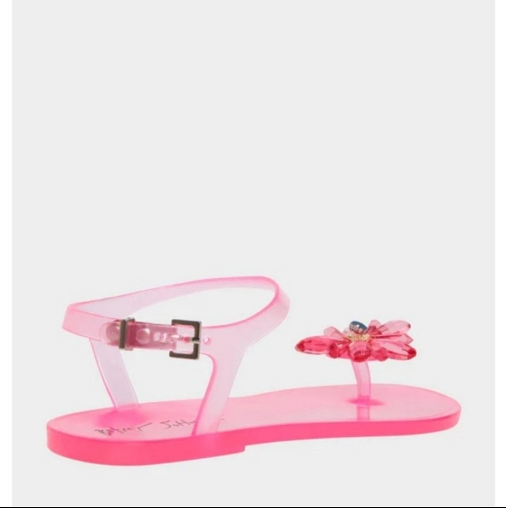 NEW 《 Betsey Johnson 》 pink jelly thong toe floral sandals y2k clear cute 10